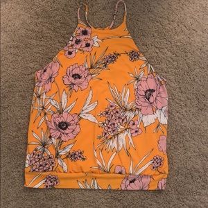 Yellow floral tank top